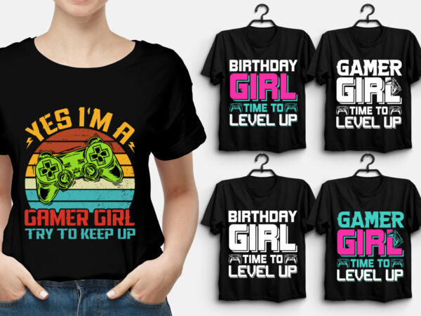 Gamer birthday girl t-shirt design