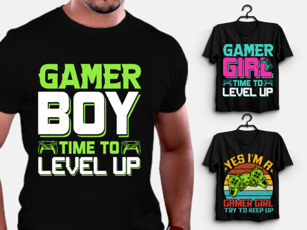 Gamer boy girl t-shirt design