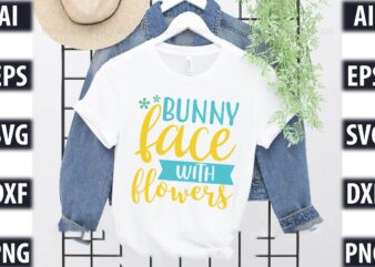 Bunny face with flowers t shirt template