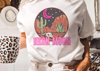 Neon Moon Tshirt Design PNG