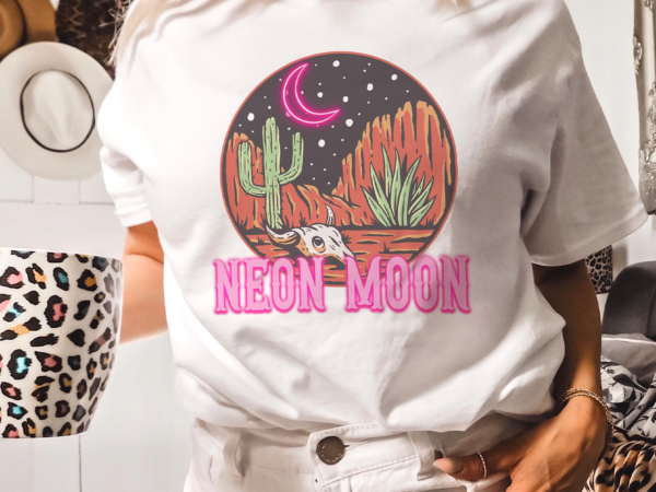 Neon moon tshirt design png