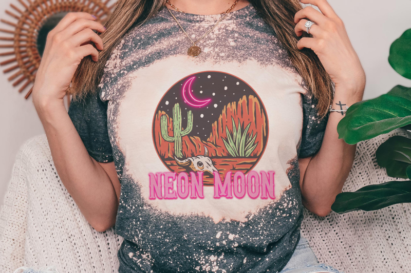 Neon Moon Tshirt Design PNG