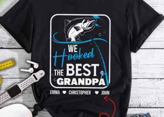 Personalized Grandpa Dad Fishing Shirt, Fishing Gift For Grandpa with Grandkids Name, Fathers Day, Birthday Fishing Lover t shirt illustration