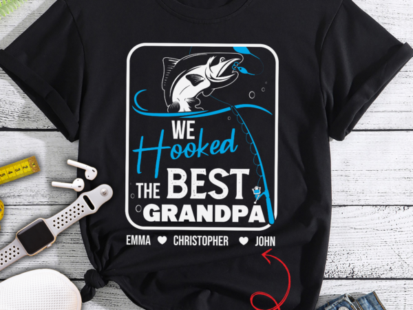 Personalized grandpa dad fishing shirt, fishing gift for grandpa with grandkids name, fathers day, birthday fishing lover t shirt illustration
