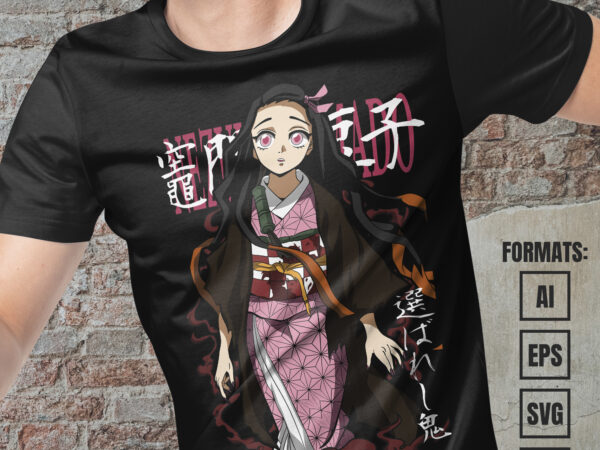 Premium Nezuko Kamado Demon Slayer Vector T-shirt Design Template #2 ...
