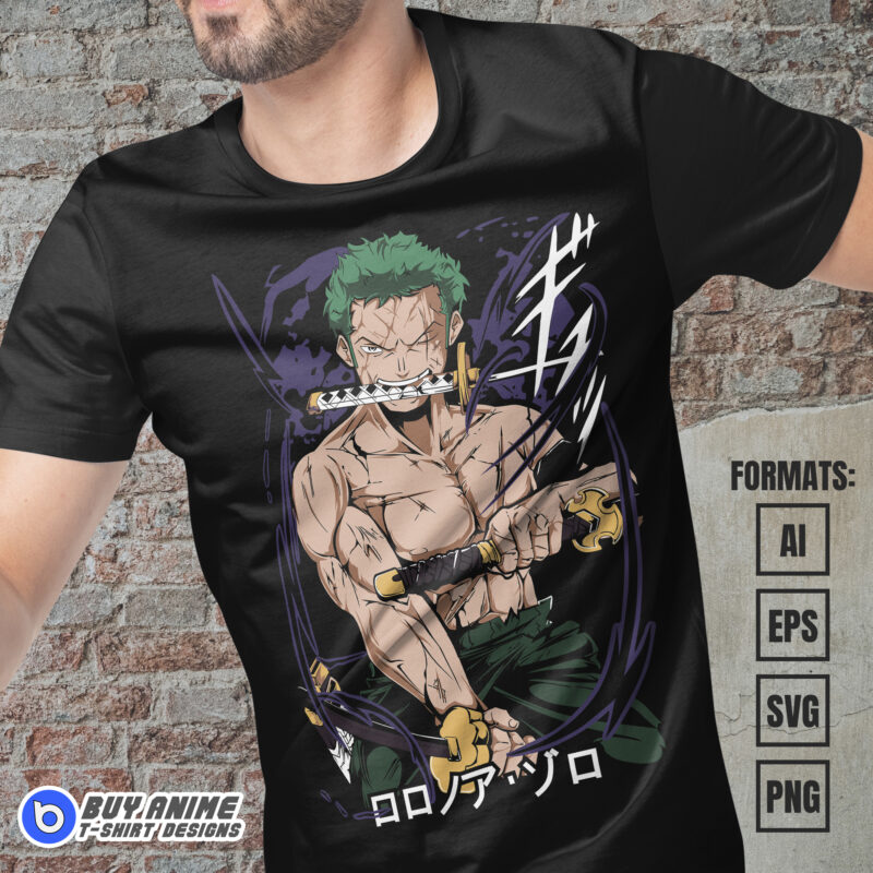 Premium Roronoa Zoro One Piece Vector T-shirt Design Template #1 - Buy ...