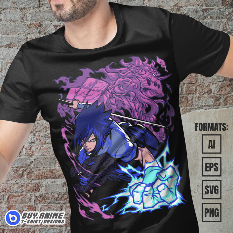 Premium Sasuke Uchiha Naruto Vector T-shirt Design Template #2 - Buy t ...