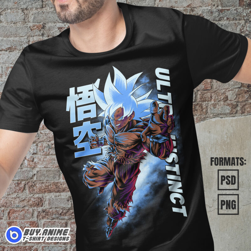 Goku Ultra Instinct Dragon Ball Vector T-shirt Design Template #3 - Buy ...