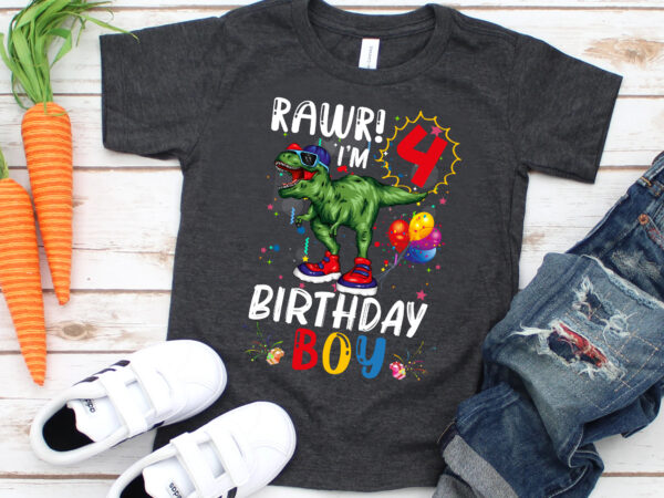 Rd 4 year old shirt 4th birthday boy t rex dinosaur t shirt design online