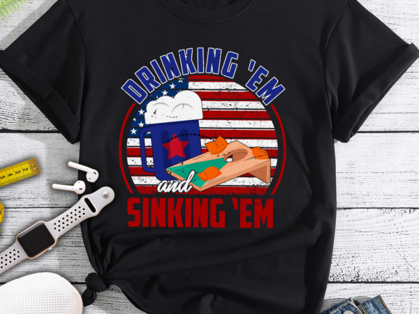 Rd american flag drinking ‘em and sinking ‘em vintage t-shirt – funny cornhole shirt