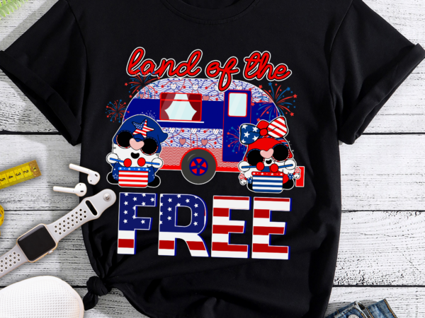 Rd land of the free american flag gnomes funny camping july 4th t-shirt