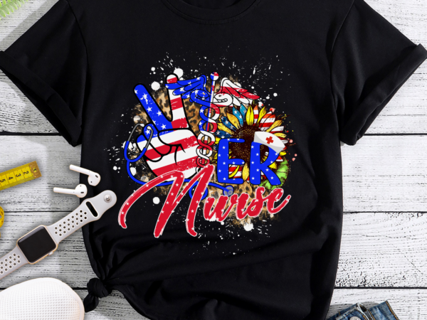 Rd leopard sunflower er nurse american flag funny 4th of july t-shirt