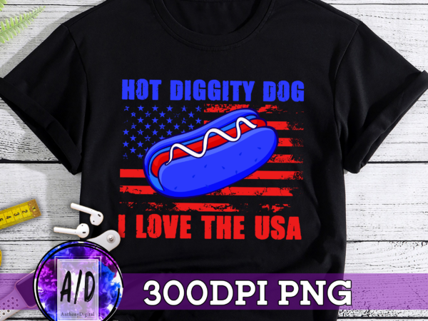 Rd (me) 4th of july hot diggity dog i love the usa funny hot dog t-shirt