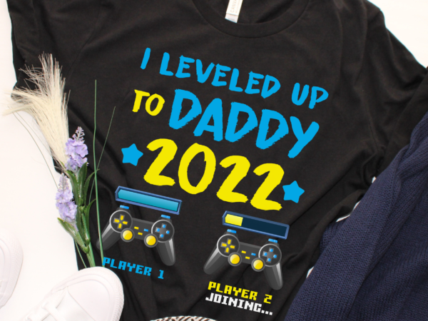 Rd mens i leveled up to daddy 2023 soon to be dad fathers day gift t-shirt