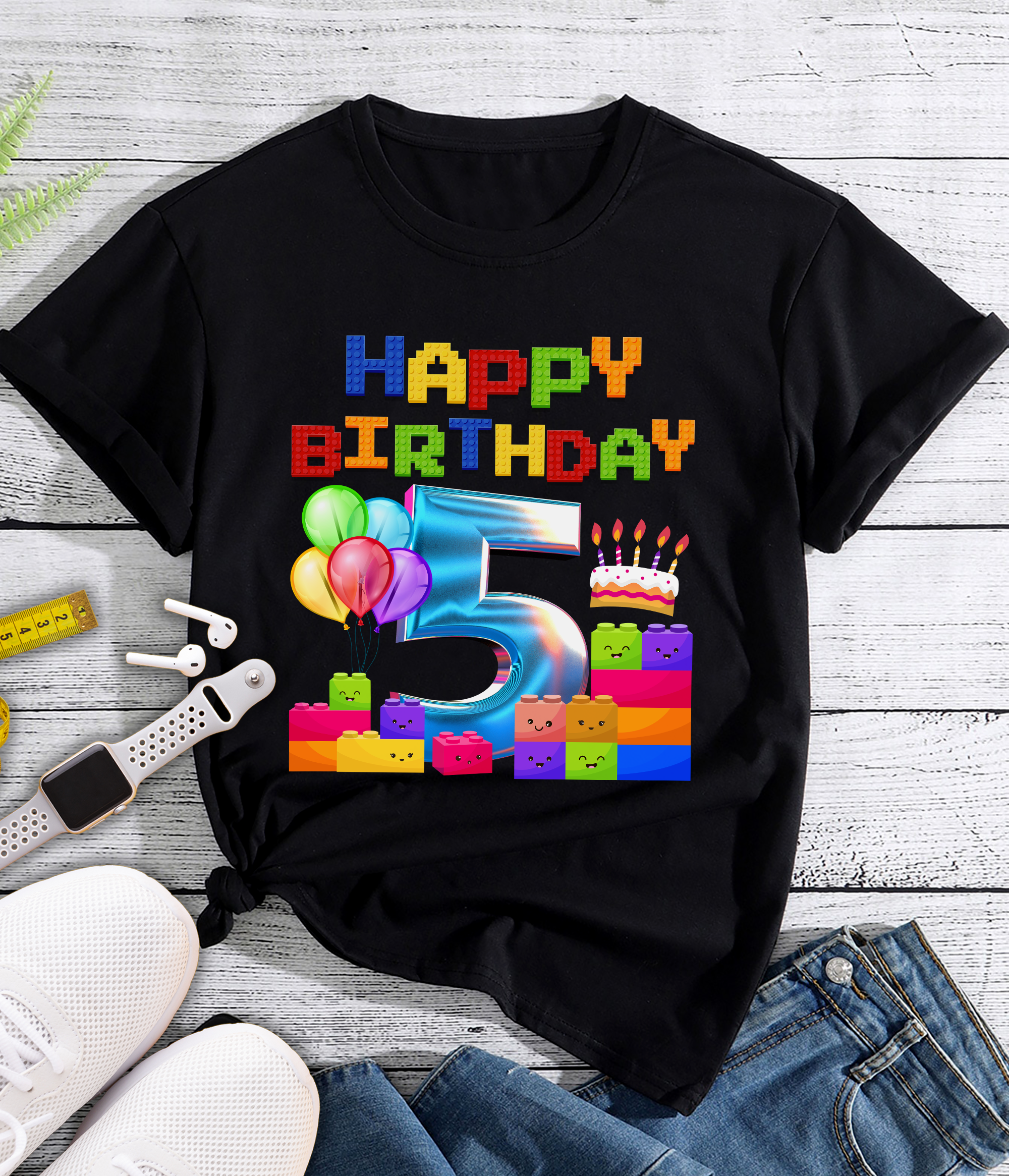 RD Number blocks 5th Birthday Tshirt Design PNG, Digital File for