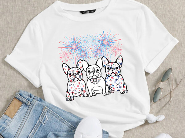 Rd patriotic frenchies 4th of july with fireworks png digital download for sublimation or screens t shirt design online