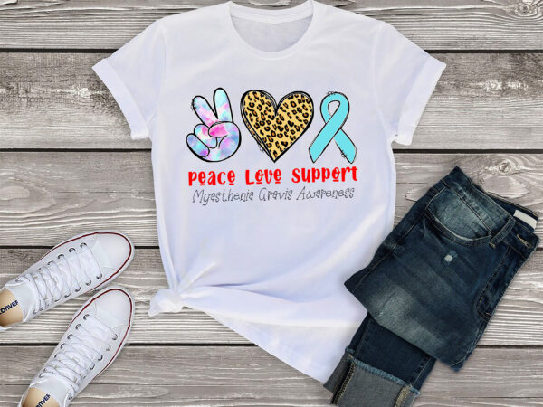 Rd peace love support myasthenia gravis awareness gifts t-shirt