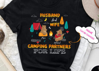 RD Personalized Names Husband and Wife Camping Partners for Life T-Shirt