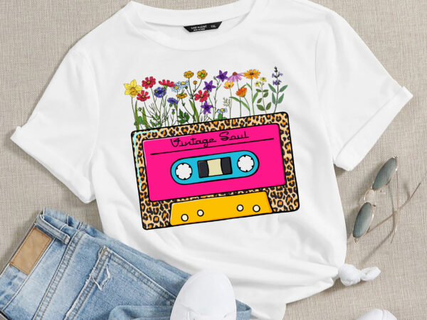 Rd retro vintage soul cassette tape flowers wildflower spring leopard cheetah popular best seller png sublimation design digital download