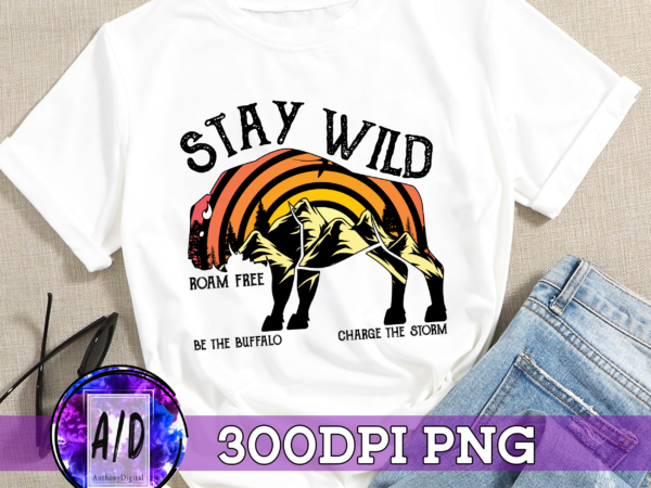 Rd stay wild buffalo apparel – retro bison outfit – cool mountain t-shirt – charge the storm clothing – wild animals clothes – western shirt