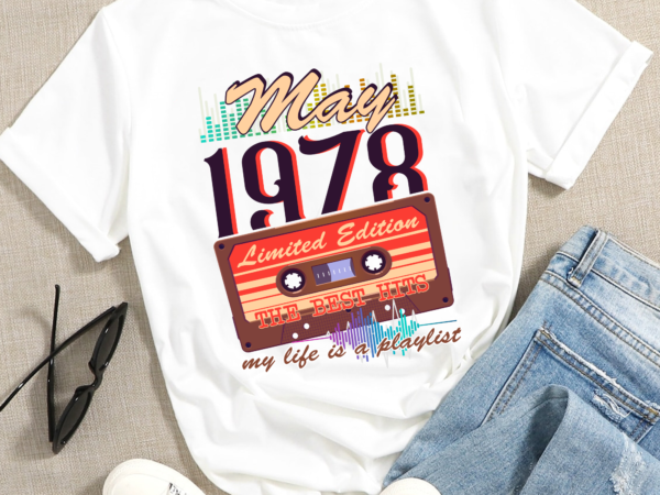 Rd vintage may 1978 retro cassette 44th birthday 44 years old t-shirt