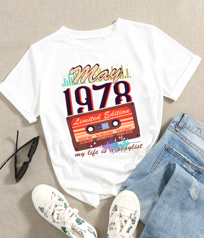 RD Vintage May 1978 Retro Cassette 44th Birthday 44 Years Old T-Shirt