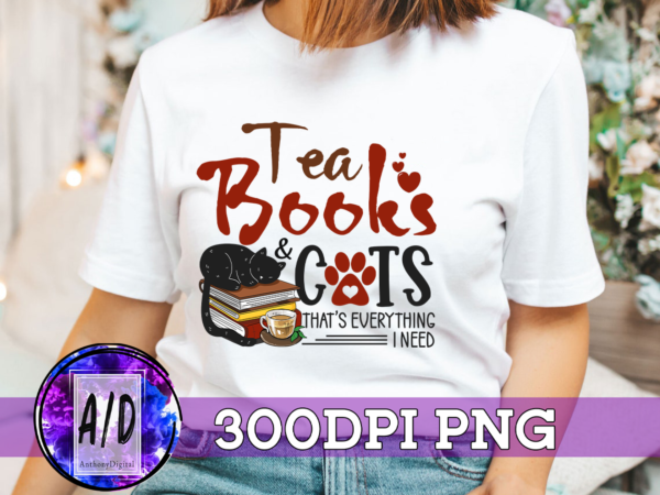 Rd womens tea books and cats, cat book lovers reading book t shirt design online
