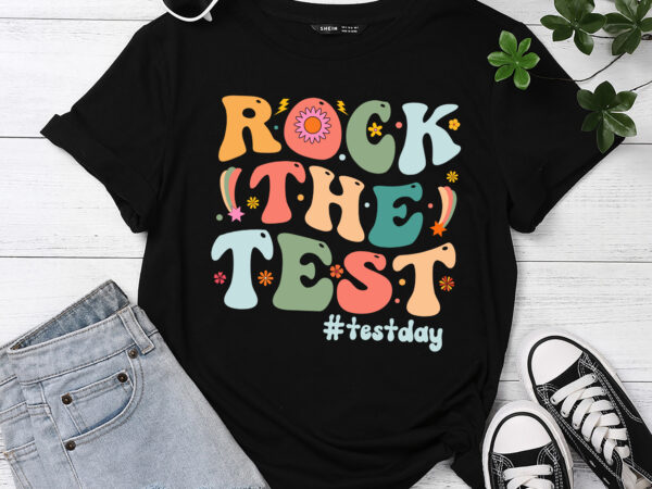 Rock the test testing day retro motivational teacher student t-shirt pc