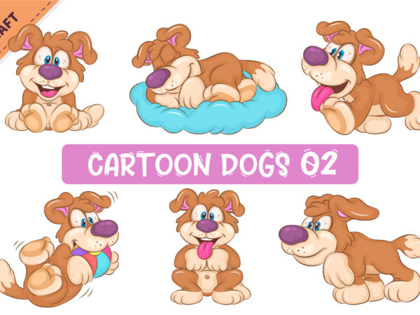 Set of cartoon dogs 02. clipart. t shirt template vector