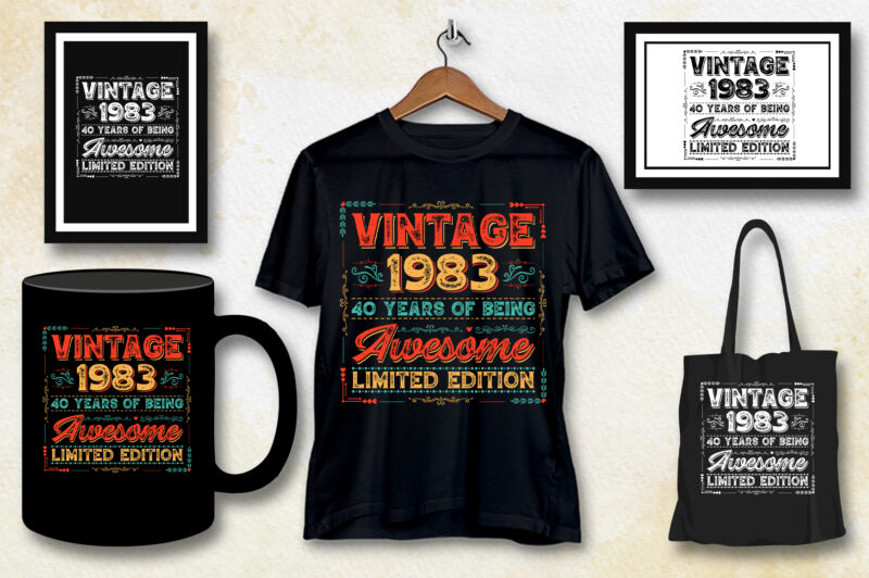 Vintage 1983 Being Awesome Limited Edition Birthday T-Shirt Design