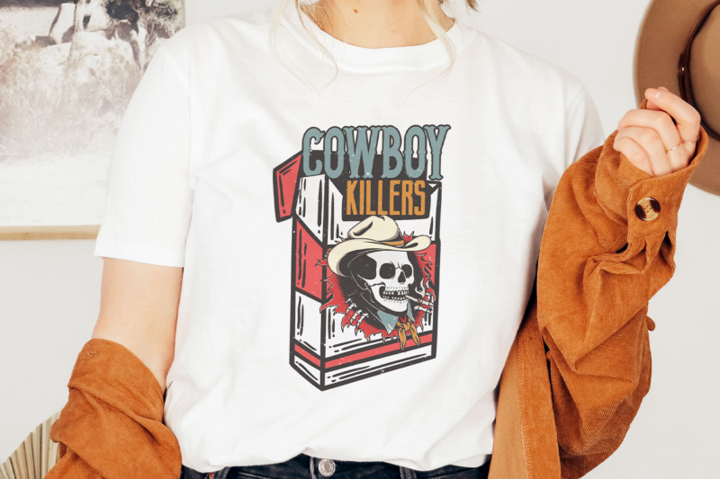 Cowboy Killers, Vintage Style Cowboy Skeleton Design