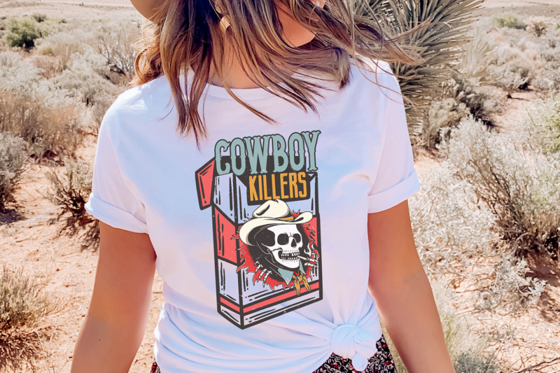 Cowboy Killers, Vintage Style Cowboy Skeleton Design