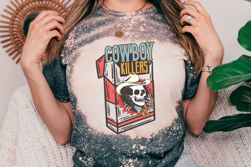 Cowboy Killers, Vintage Style Cowboy Skeleton Design