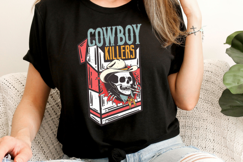 Cowboy Killers, Vintage Style Cowboy Skeleton Design