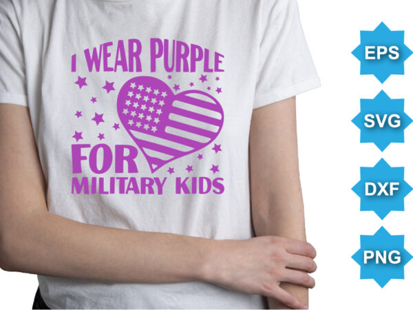 I wear purple for military kids, purple up for military kids dandelion flower vector cancer awareness month of the military child typography t-shirt design veterans shirt