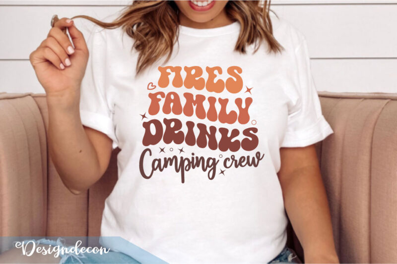 Retro Groovy Wavy Camping Sublimation Svg Bundle