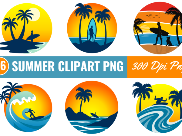 Summer clipart png bundle t shirt template vector