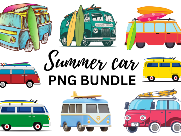 Summer car png clipart bundle t shirt template vector