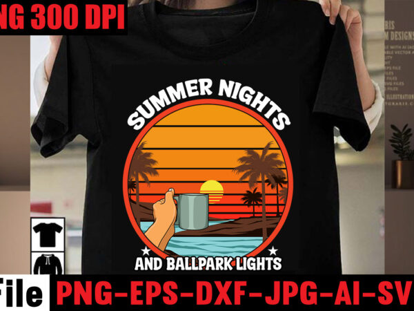 Summer nights and ballpark lights t-shirt design,make waves t-shirt design,aloha! tagline goes here t-shirt design,designs bundle, summer designs for dark material, summer, tropic, funny summer design svg eps, png files