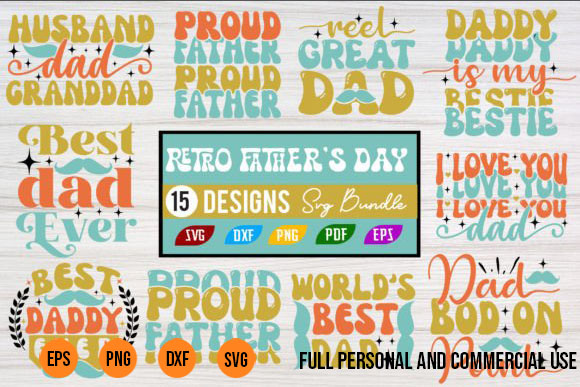 15 retro father’s day svg bundle