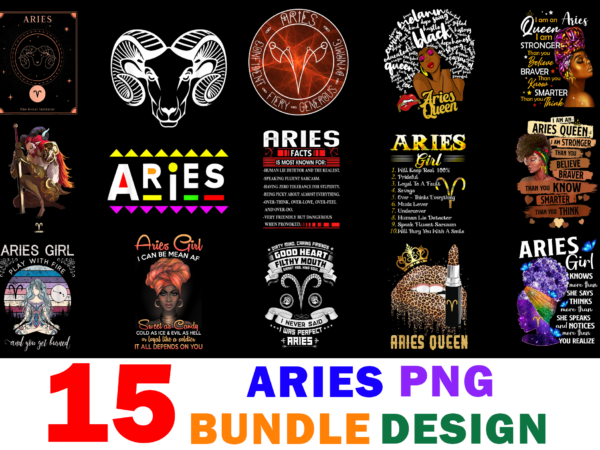 15 aries shirt designs bundle for commercial use, aries t-shirt, aries png file, aries digital file, aries gift, aries download, aries design