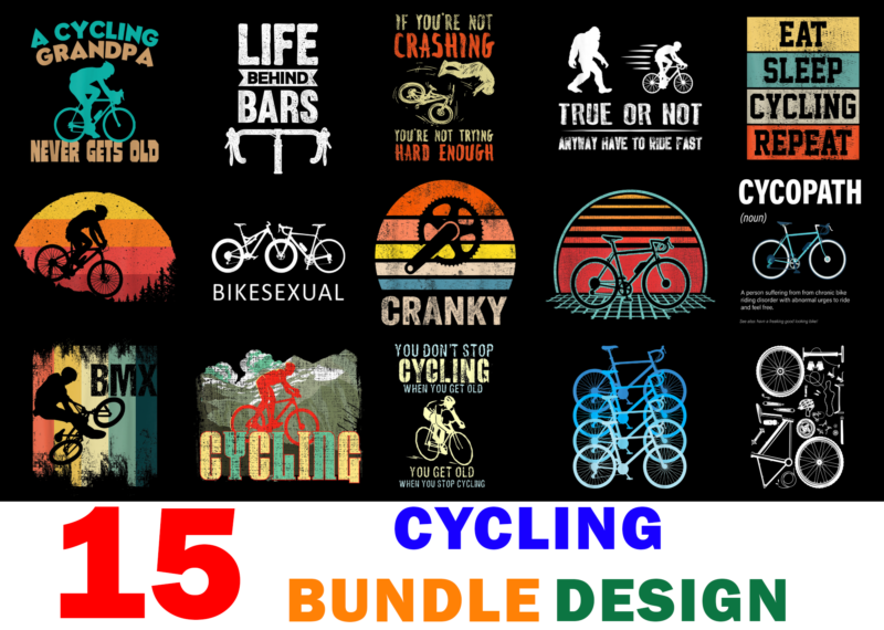 15 Cycling Shirt Designs Bundle For Commercial Use, Cycling T-shirt, Cycling png file, Cycling digital file, Cycling gift, Cycling download, Cycling design