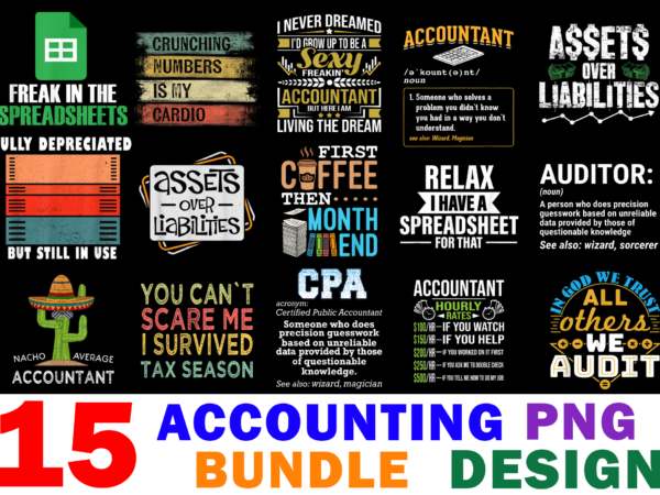 15 accounting shirt designs bundle for commercial use, accounting t-shirt, accounting png file, accounting digital file, accounting gift, accounting download, accounting design