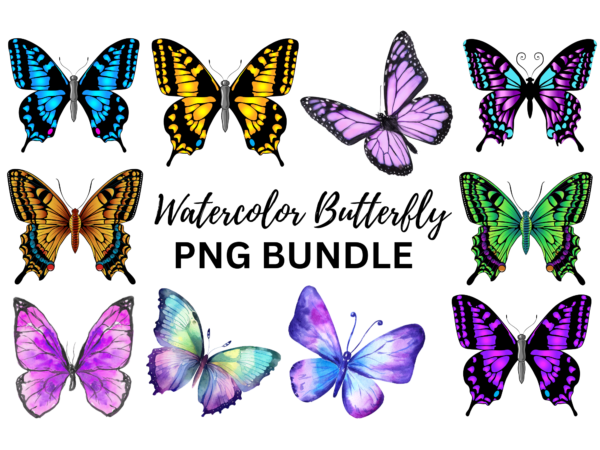 Watercolor butterfly bundle t shirt design for sale