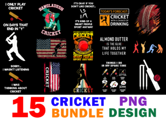 15 Cricket Shirt Designs Bundle For Commercial Use, Cricket T-shirt, Cricket png file, Cricket digital file, Cricket gift, Cricket download, Cricket design
