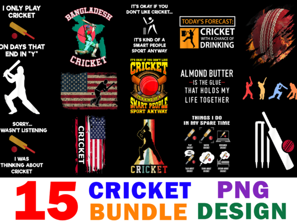 15 cricket shirt designs bundle for commercial use, cricket t-shirt, cricket png file, cricket digital file, cricket gift, cricket download, cricket design