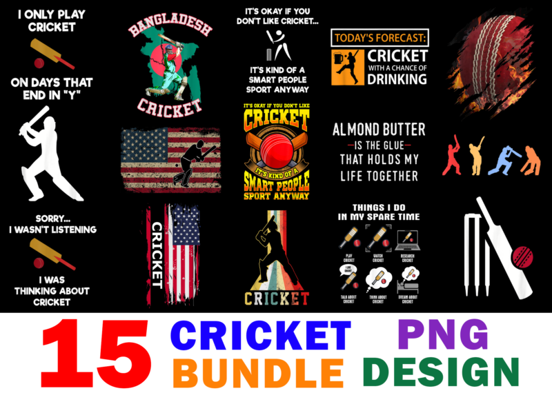 15 Cricket Shirt Designs Bundle For Commercial Use, Cricket T-shirt, Cricket png file, Cricket digital file, Cricket gift, Cricket download, Cricket design