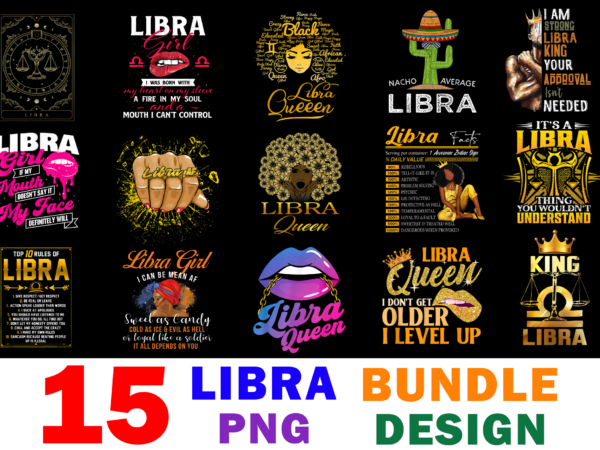 15 libra shirt designs bundle for commercial use, libra t-shirt, libra png file, libra digital file, libra gift, libra download, libra design