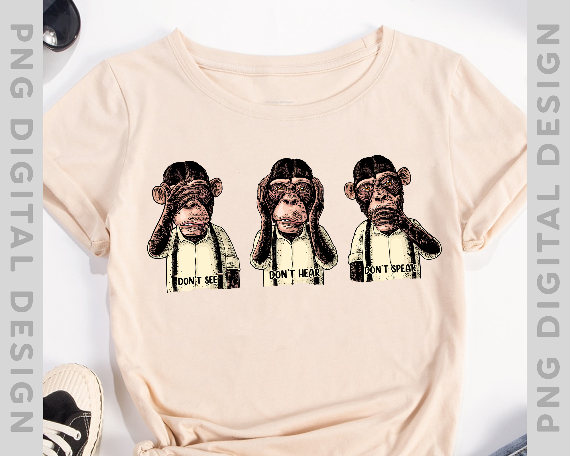 3 monkeys clearance t shirt