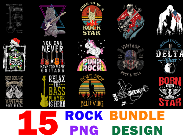 15 rock shirt designs bundle for commercial use, rock t-shirt, rock png file, rock digital file, rock gift, rock download, rock design